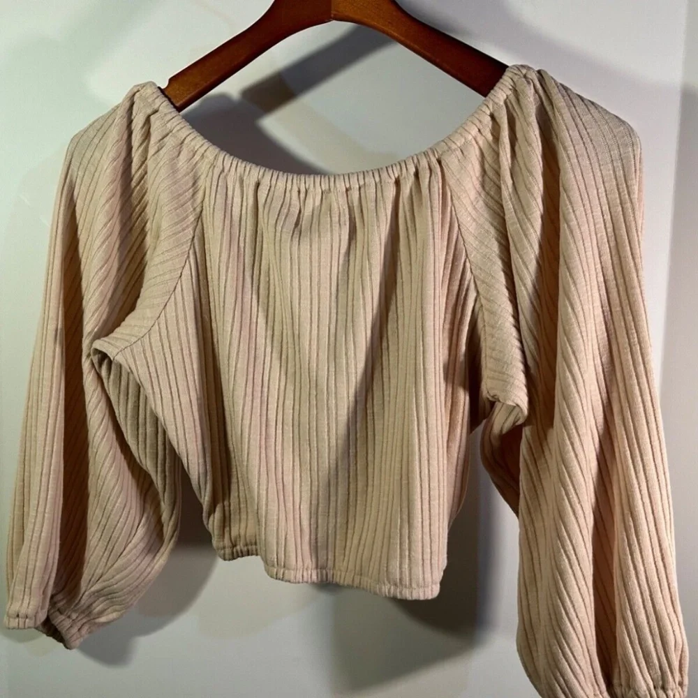 L*Space Jemma Top Twist Front Ribbed Crop Top Sand Size XL - NWT